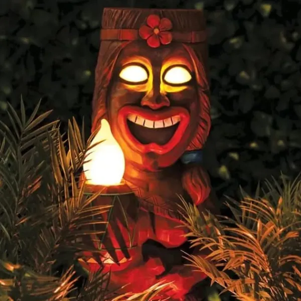 Online Soldrevet LED Tiki Light Solar Totem Figur Ornamenter LED Havelys Dekoration Håndværk til veranda Plæne Trail Havedekorationer