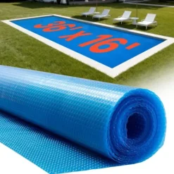 Pool- & Spatilbehør^Solfolie til pool - Rektangulær bobleoverdækning - 10,97 x 4,88 m - 0,30 mm - PE-materiale - Varmeabsorberende og -bevarende - Blå