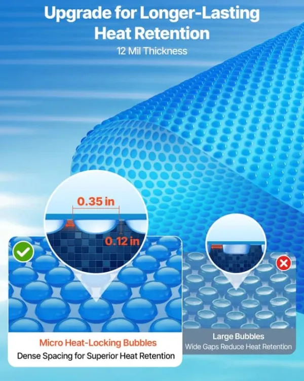 Pool- & Spatilbehør^Solfolie til pool - Rektangulær bobleoverdækning - 10,97 x 4,88 m - 0,30 mm - PE-materiale - Varmeabsorberende og -bevarende - Blå