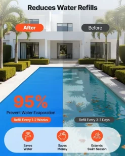 Pool- & Spatilbehør^Solfolie til pool - Rektangulær bobleoverdækning - 10,97 x 4,88 m - 0,30 mm - PE-materiale - Varmeabsorberende og -bevarende - Blå