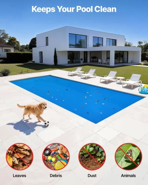 Pool- & Spatilbehør^Solfolie til pool - Rektangulær bobleoverdækning - 10,97 x 4,88 m - 0,30 mm - PE-materiale - Varmeabsorberende og -bevarende - Blå
