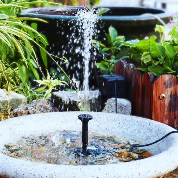 Online Solfontæne til fuglebad - Pumpekit med solpanel 5V 2,5W - 170 L/h - Til lille havedam & akvarium - Plast - Mørkegrå Springvand & Damme