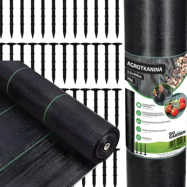 Online Sort agrotekstil til ukrudt, mulching, 3,2x100m, 70g pløkker Haveduge