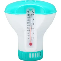 Pool- & Spatilbehør^Spa Chemical Dispenser med termometer Återanvändbar Lake Blue Swimming Pool Chlorine Tablet Floater