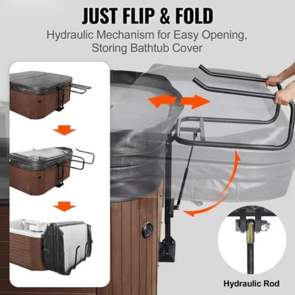 Outlet Spa Cover Lift, Hydraulisk Højde 33,1" - 41,3", Bredde 53,1" - 92,5", Justerbar, Under-sidet installation Pool- & Spatilbehør