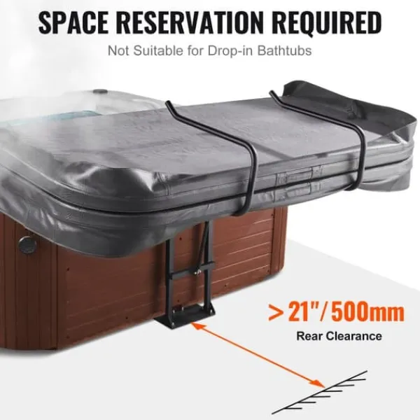 Outlet Spa Cover Lift, Hydraulisk Højde 33,1" - 41,3", Bredde 53,1" - 92,5", Justerbar, Under-sidet installation Pool- & Spatilbehør