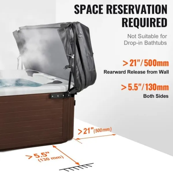 Online Spa Cover Lift, Justerbar Hydraulisk, Bredde 69" - 96,5", Monteret på Begge Sider, Ideel til Forskellige Hot Tubs Spa & Udendørsbad