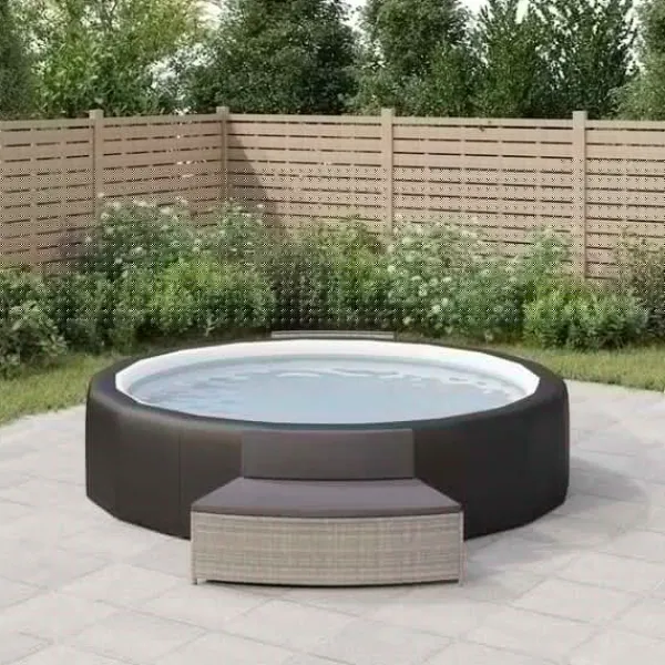 New Spabænke med hynder 2 stk. - Polyrattan grå | Farve: Grå | Størrelse: N/A Spa & Udendørsbad