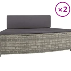 New Spabænke med hynder 2 stk. - Polyrattan grå | Farve: Grå | Størrelse: N/A Spa & Udendørsbad