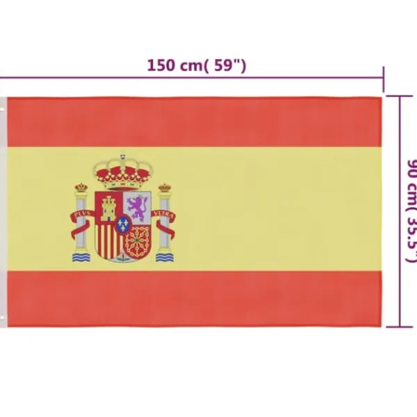 Hot Spansk flag 90x150 cm - Farverigt og holdbart | Farve: Rød/Gul | Størrelse: 90x150 cm Flag & Vindposer
