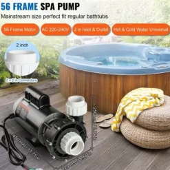 Hot Spa-pumpe med 2 hastigheder, 1600W, 39 M³/h, 15 M/400W, 19 M³/h, anti-lækage, overophedningsbeskyttelse, til hjemme- og udendørs spa. Spa & Udendørsbad