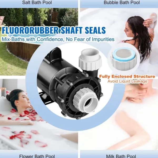 Hot Spa-pumpe med 2 hastigheder, 1600W, 39 M³/h, 15 M/400W, 19 M³/h, anti-lækage, overophedningsbeskyttelse, til hjemme- og udendørs spa. Spa & Udendørsbad