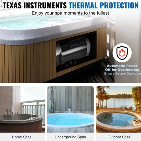 Hot Spa-pumpe med 2 hastigheder, 1600W, 39 M³/h, 15 M/400W, 19 M³/h, anti-lækage, overophedningsbeskyttelse, til hjemme- og udendørs spa. Spa & Udendørsbad