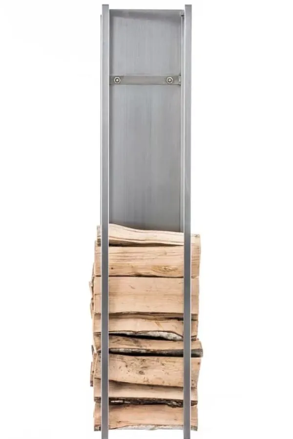 Spark 120cm Stainless Steel Metal Firewood Rack for Indoor/Outdoor Use, 25x25cm Tilbehør Til Brændeovne & Pejse