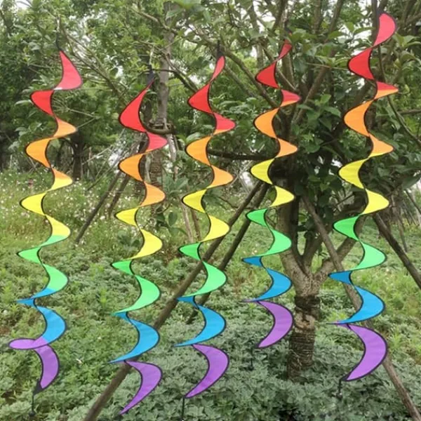 Spiral Rainbow Vindstrimmel Vindmølle Farverig Vindklokke til Have Hjem Udendørs Camping Telt Dekoration Vinddekoration