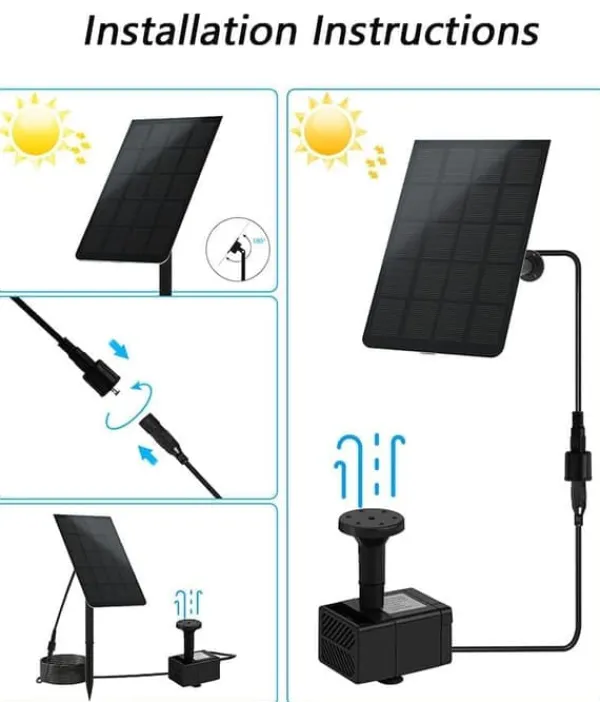 Best Springvand, solspringvand, udendørs soldrevet springvandspumpe 2,5W med filter, velegnet til have, fuglebad og damme Springvand & Damme