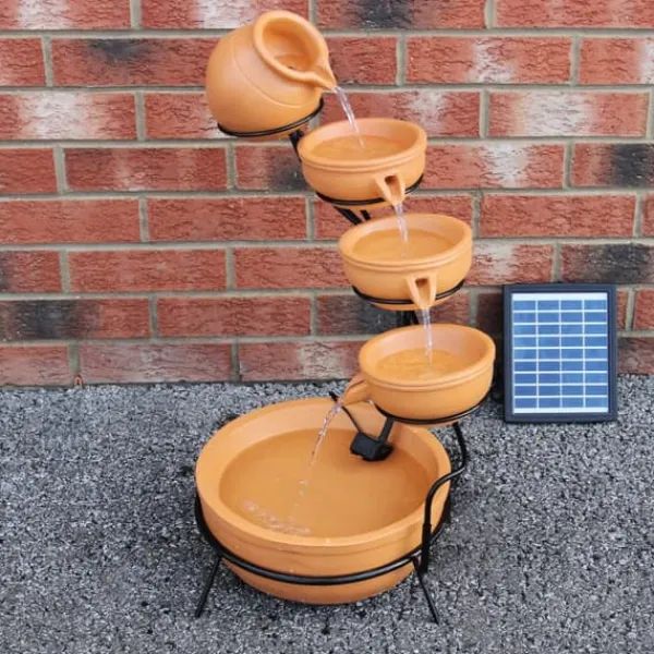 Springvand & Damme^Springvandskåle med Solcelle - Terracotta | Have Dekoration