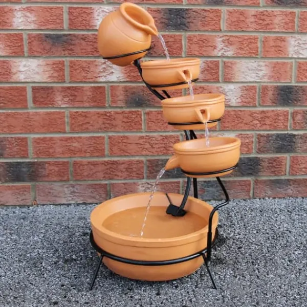 Springvand & Damme^Springvandskåle med Solcelle - Terracotta | Have Dekoration