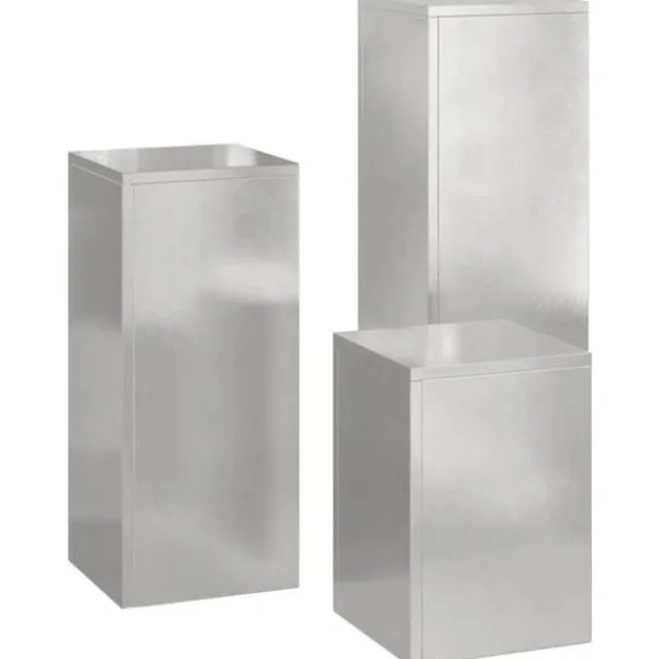 Outlet Sæt af 3 stilfulde planteholdere i rustfrit stål | Størrelse: 24x24x75 cm | Farve: Sølv Krukker & Plantebeholdere