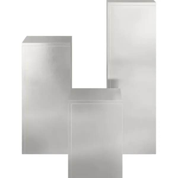 Outlet Sæt af 3 stilfulde planteholdere i rustfrit stål | Størrelse: 24x24x75 cm | Farve: Sølv Krukker & Plantebeholdere
