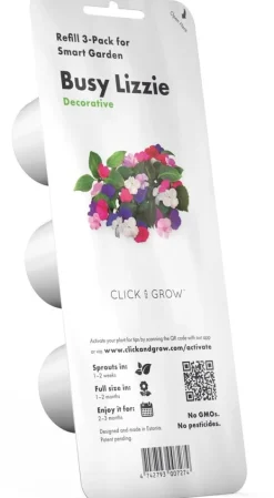 Best Sæt med 3 produkter. Click & Grow Smart Garden refill Busy Lizzie 3stk Blomster