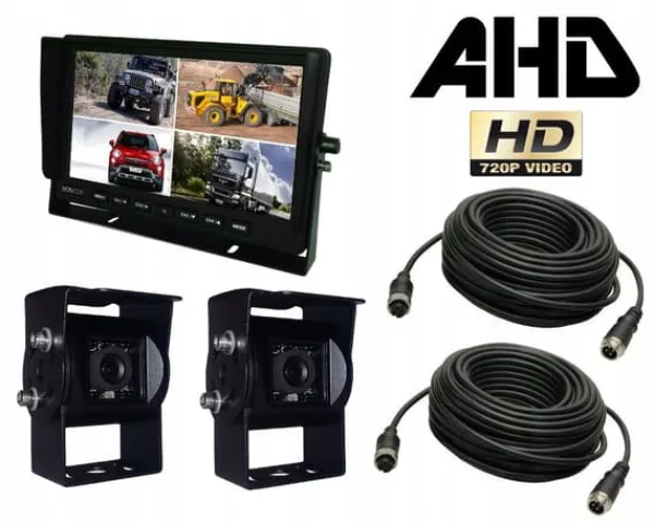 Sale Sæt med 10'' skærm, 2 x SONY AHD bakkamera + kabler Sikkerhedsmonitorer & Videokameraer