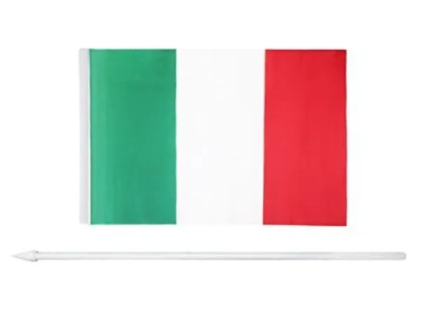 Flag & Vindposer^Sæt med italienske flag Håndflag 13 x 20 cm 12 stk. med en 30,5 cm spydspids