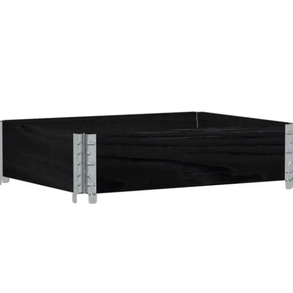 Plantningsbænke^Stabelbar plantekasse i massivt fyrretræ - Foldbar og robust | Størrelse: 80x60 cm | Farve: Sort