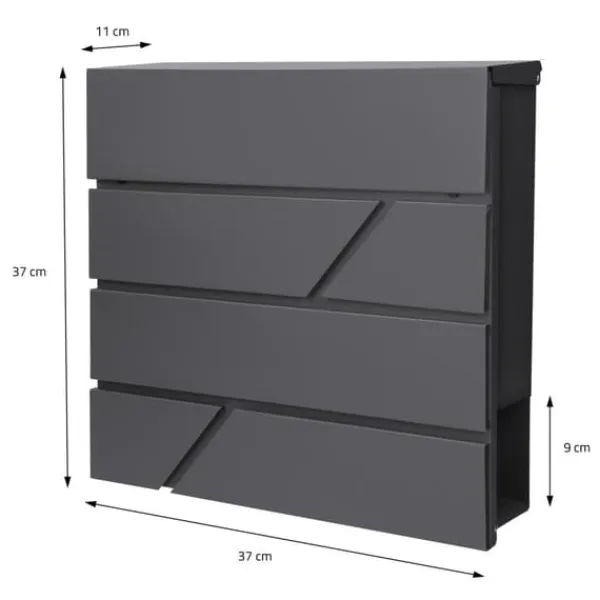 Clearance Standerbrevkasse med avisrum 37x37x11 cm antracit rustfrit stål ML-design Postkasser & Brevindkast