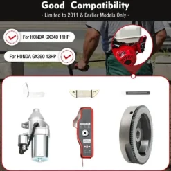 Hot Startmotor med solenoid - Elstart-kit - Til 11/13 hk småmotorer (til og med 2011) - Svinghjul Ø20 cm - Længde 19 cm - Aluminium/jern - Rød Havemaskiner