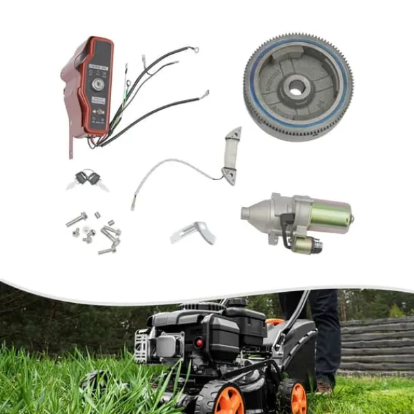 Hot Startmotor med solenoid - Elstart-kit - Til 11/13 hk småmotorer (til og med 2011) - Svinghjul Ø20 cm - Længde 19 cm - Aluminium/jern - Rød Havemaskiner