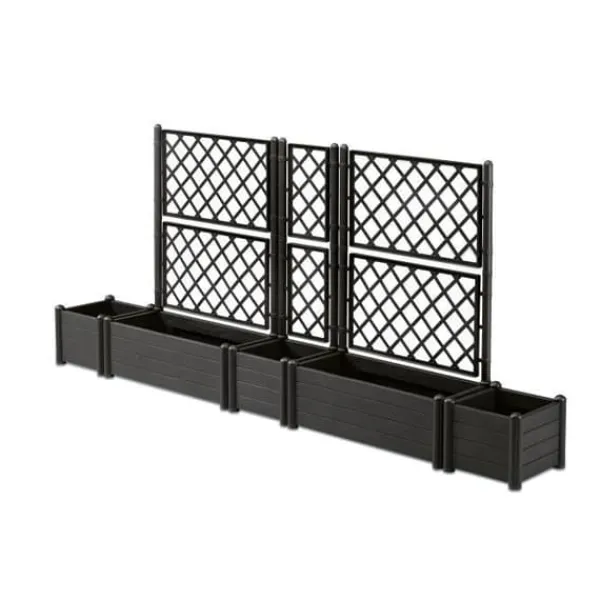 Krukker & Plantebeholdere^STEFANPLAST Rektangulär planteringslåda med spaljé - Trä finish - 100 x 43 x H 142 cm - 80 L - Grafit