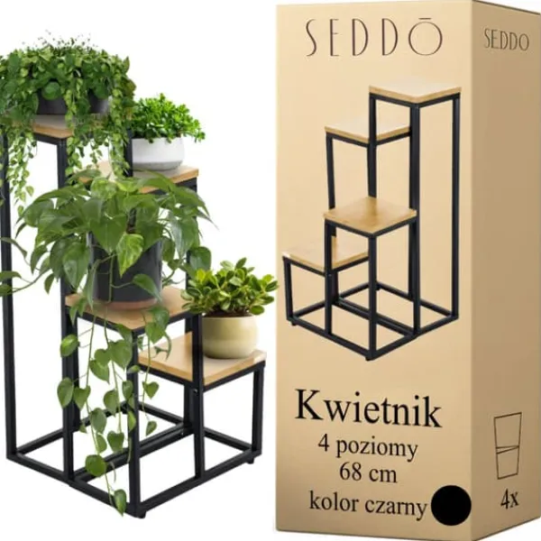 Stående blomsterstativ i flere niveauer til blomster og planter, industrielt rustikt 68 Plantestativer