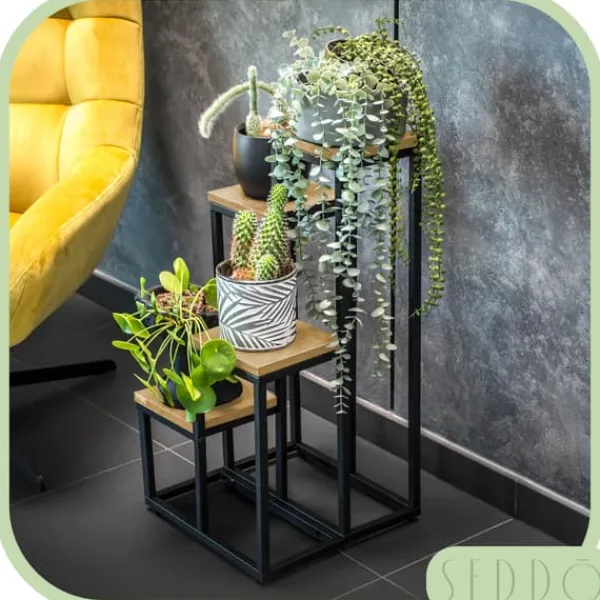 Stående blomsterstativ i flere niveauer til blomster og planter, industrielt rustikt 68 Plantestativer