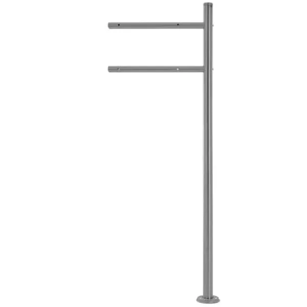 Ecd-Germany Postkasser & Brevindkast^Stående brevkasse med avisrum 37x37x11 cm lysegråt rustfrit stål inkl. stander sølv 120cm høj ML-Design