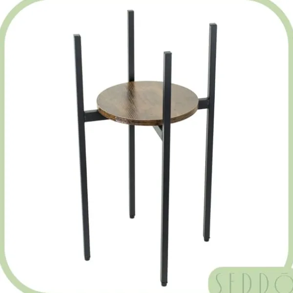 Krukker & Plantebeholdere^Stående metal blomsterstander, træ loft, høj, 62 cm, blomsterstander, planter