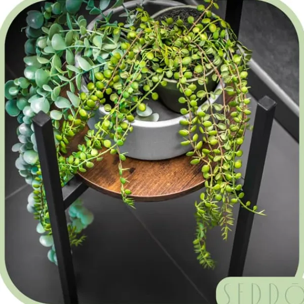 Krukker & Plantebeholdere^Stående metal blomsterstander, træ loft, høj, 62 cm, blomsterstander, planter