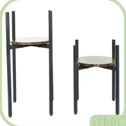 Krukker & Plantebeholdere^Stående metal blomsterstander, træ loft, høj, 62 cm, blomsterstander, planter