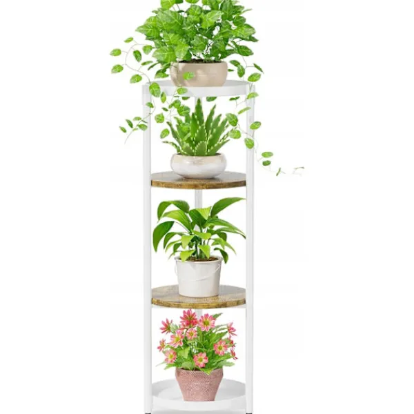 New STÅENDE METAL TÅRN BLOMSTERBED loft rundt plantestativ træ Plantestativer