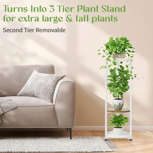 New STÅENDE METAL TÅRN BLOMSTERBED loft rundt plantestativ træ Plantestativer