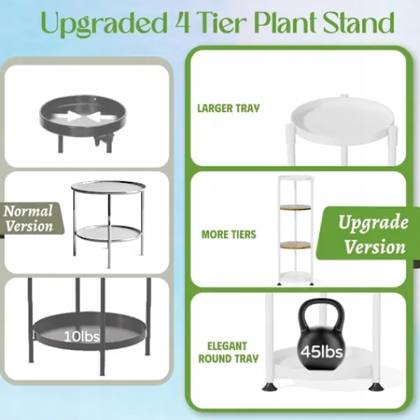 New STÅENDE METAL TÅRN BLOMSTERBED loft rundt plantestativ træ Plantestativer