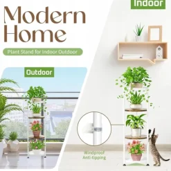 New STÅENDE METAL TÅRN BLOMSTERBED loft rundt plantestativ træ Plantestativer