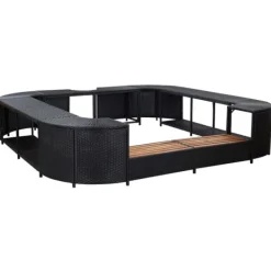 Online Stilfuld omkrans til spabad - Polyrattan | Størrelse: 268x268x55 cm | Farve: Sort Pool- & Spatilbehør