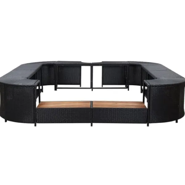 Online Stilfuld omkrans til spabad - Polyrattan | Størrelse: 268x268x55 cm | Farve: Sort Pool- & Spatilbehør