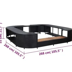 Online Stilfuld omkrans til spabad - Polyrattan | Størrelse: 268x268x55 cm | Farve: Sort Pool- & Spatilbehør