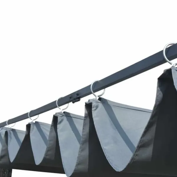 Hot Stilfuld pavillon med tag i polyrattan - Udendørs skygge | Farve: Grå | Størrelse: 300x300x220 cm Buer, Spalier, Lysthuse Uden Tag
