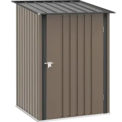 Sale Stålskur 0,92 m², aflåseligt med pulpettag, 100×103×160 cm, brun Skure, Garager & Carports