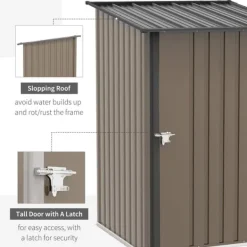 Sale Stålskur 0,92 m², aflåseligt med pulpettag, 100×103×160 cm, brun Skure, Garager & Carports