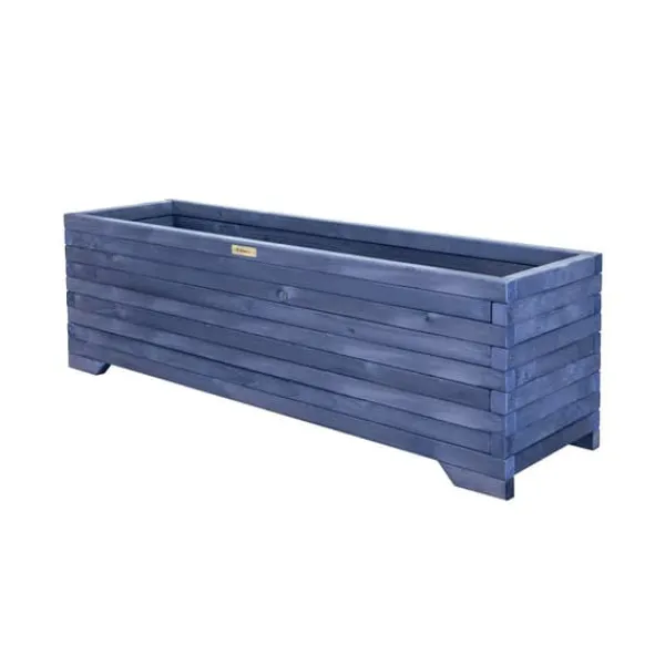 Krukker & Plantebeholdere^Stor træplantekasse 120x35x40cm Greenspot til terrasse, altan og have - Massiv træplantekasse - Stor haveplantekasse lavet af træstammer til blomster, | CDON