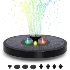 Springvand & Damme^Stort solcelledrevet springvand | Batteri og RGB belysning | 16 cm